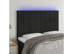 Vidaxl Cabeceira Cama C/ Led Veludo 144x5x118/128 Cm Preto
