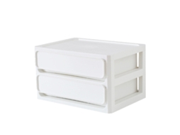 Gaveta de Armazenamento Plástica Empilhável Multicamadas para Mesa Dormitório Cosméticos Branco 2 Camadas | S/MARCA