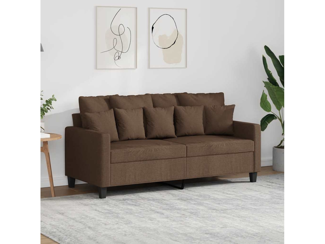 Vidaxl Sofá De 2 Lugares Tecido 140 Cm Castanho