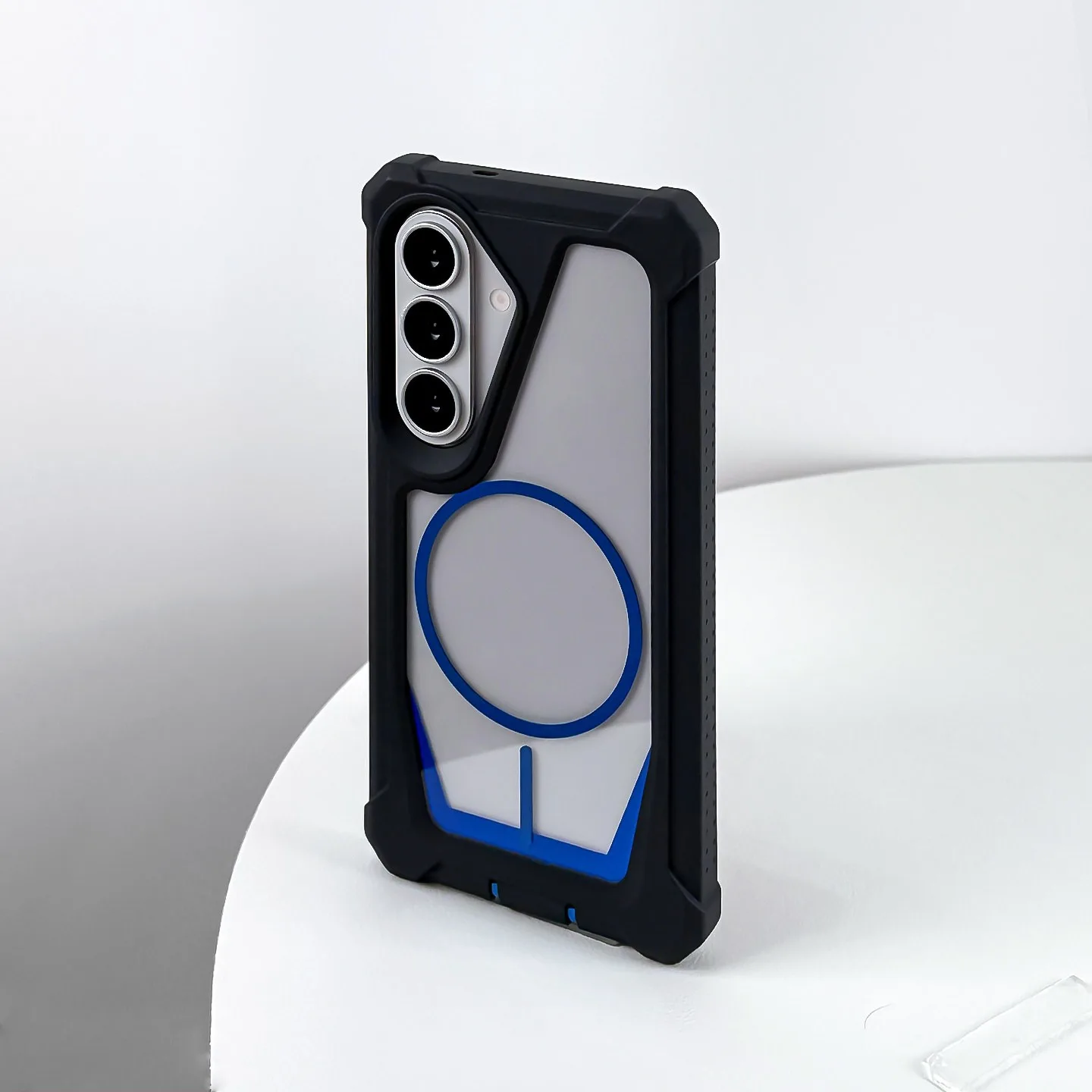 Capa Protetora Magsafe (preta/azul Para Galaxy S25), Resistente A Quedas Nos Quatro Cantos, Transparente.