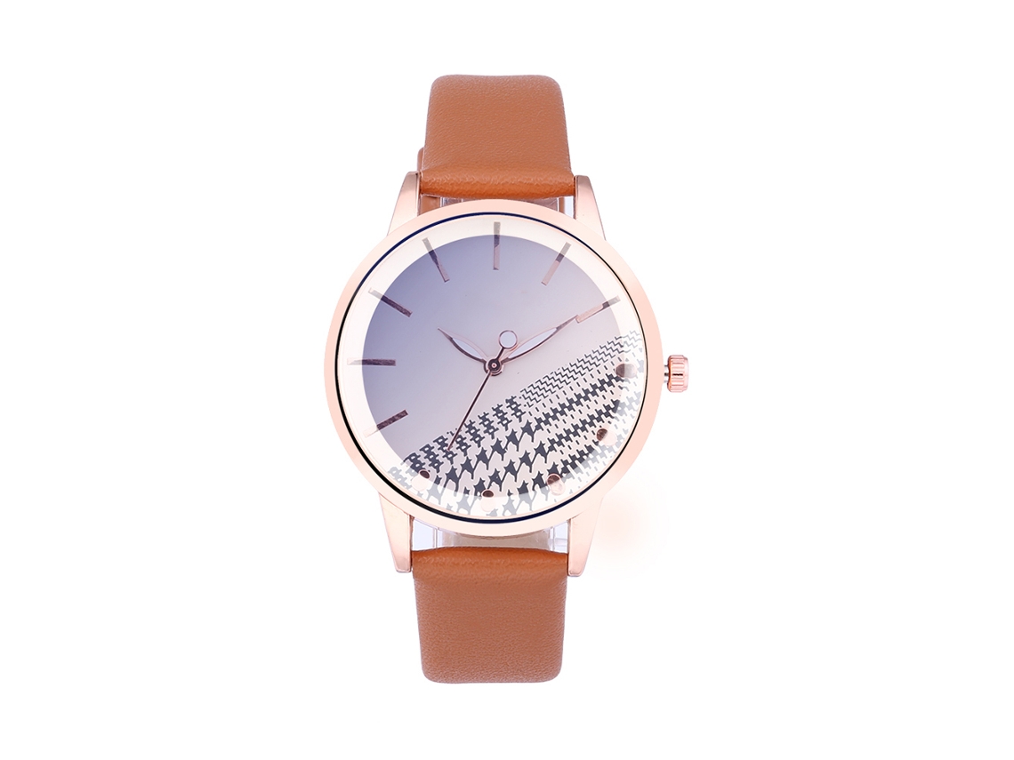 Relógio de Pulso Feminino de Quartzo com Mostrador Redondo Casual Elegante Café 8 Cores
