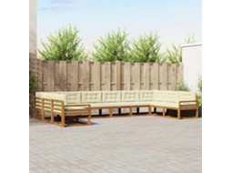 Vidaxl Conjunto De Sofás Para Exterior 10 Unid. Natural E Creme