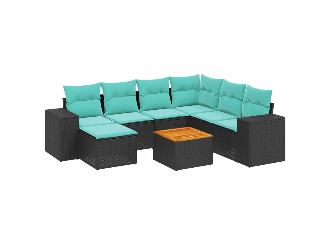 Conjunto de Sofá de Jardim, 9 Peças, Almofadas, Rattan Marrom MAISON EXCLUSIVE
