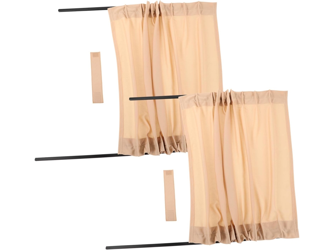 Cortinas De Proteção Solar Bege Para Janelas De Carro, 2 Peças, Fácil Instalação.