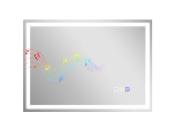 Espelho De Banheiro Antiembaçante Com Luz Led Ajustável. Alto-falante Bluetooth. Botões Sensíveis Ao Toque. 50x70 Cm.