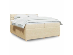 Vidaxl Cama Com Molas/colchão 200x200 Cm Tecido Cor Creme