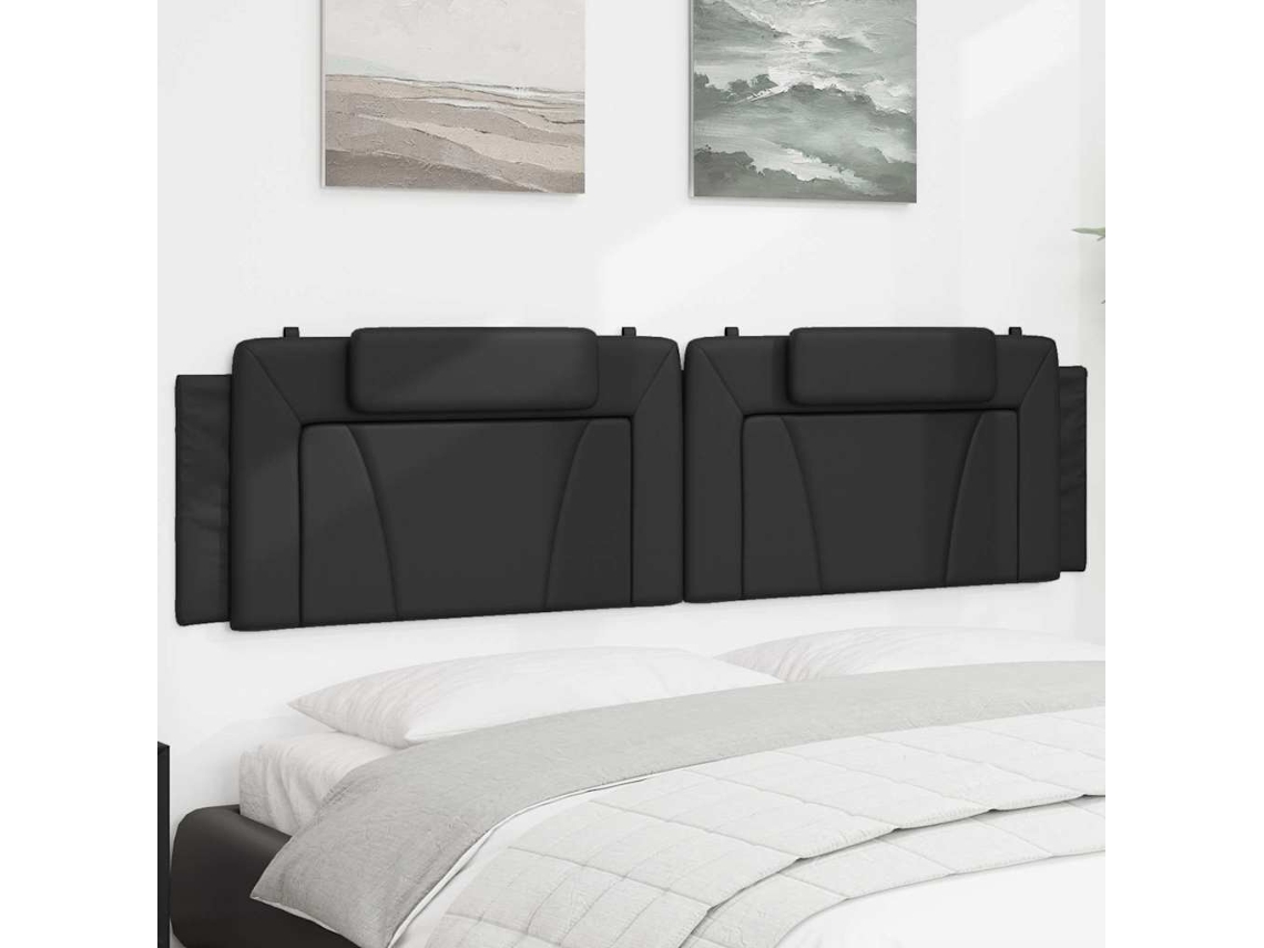 Vidaxl Almofadão De Cabeceira Viana 200 Cm Couro Artificial Preto