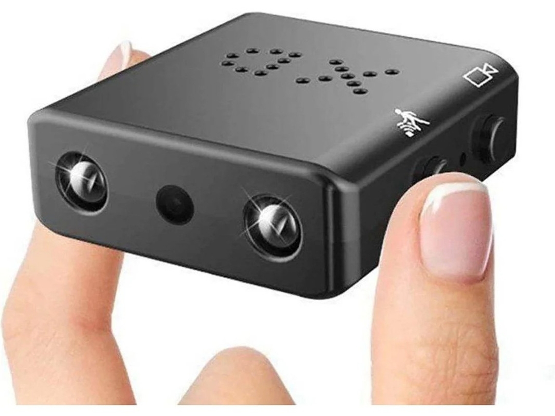 Mini câmera espiã 1080P HD com visão noturna e detecção de movimento para uso interno e externo, preta Bestvite
