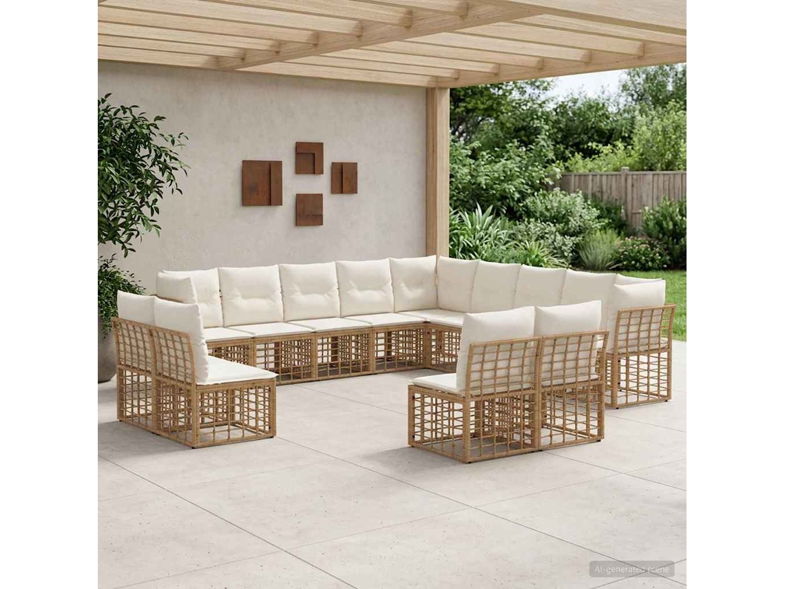 Vidaxl Conjunto De Sofás Para Exterior Natural E Branco Creme