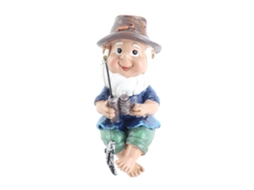 Figura Pescador Resina Cores Vibrantes Jardim Decorativo