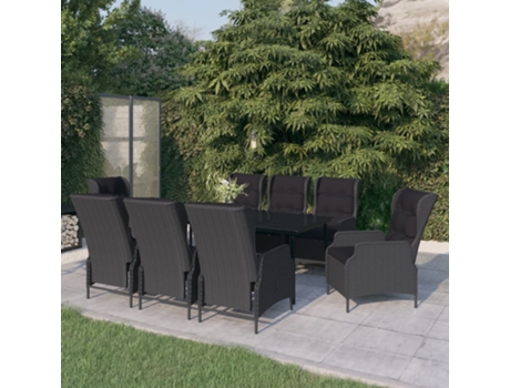 9 Pcs Conjunto de Jantar para Jardim Cinzento-Escuro COMFORTXL