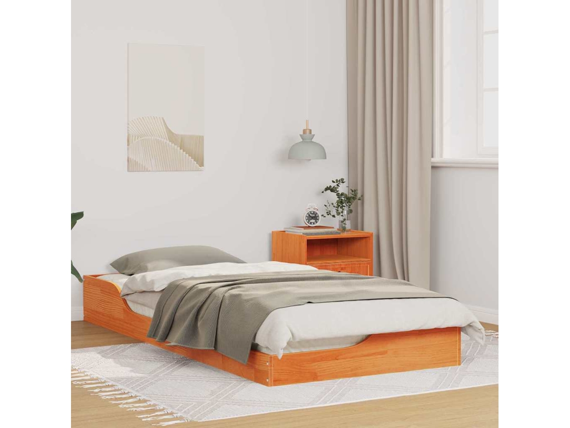 Vidaxl Estrutura Da Cama Marrom Cera 90 X 200 Cm