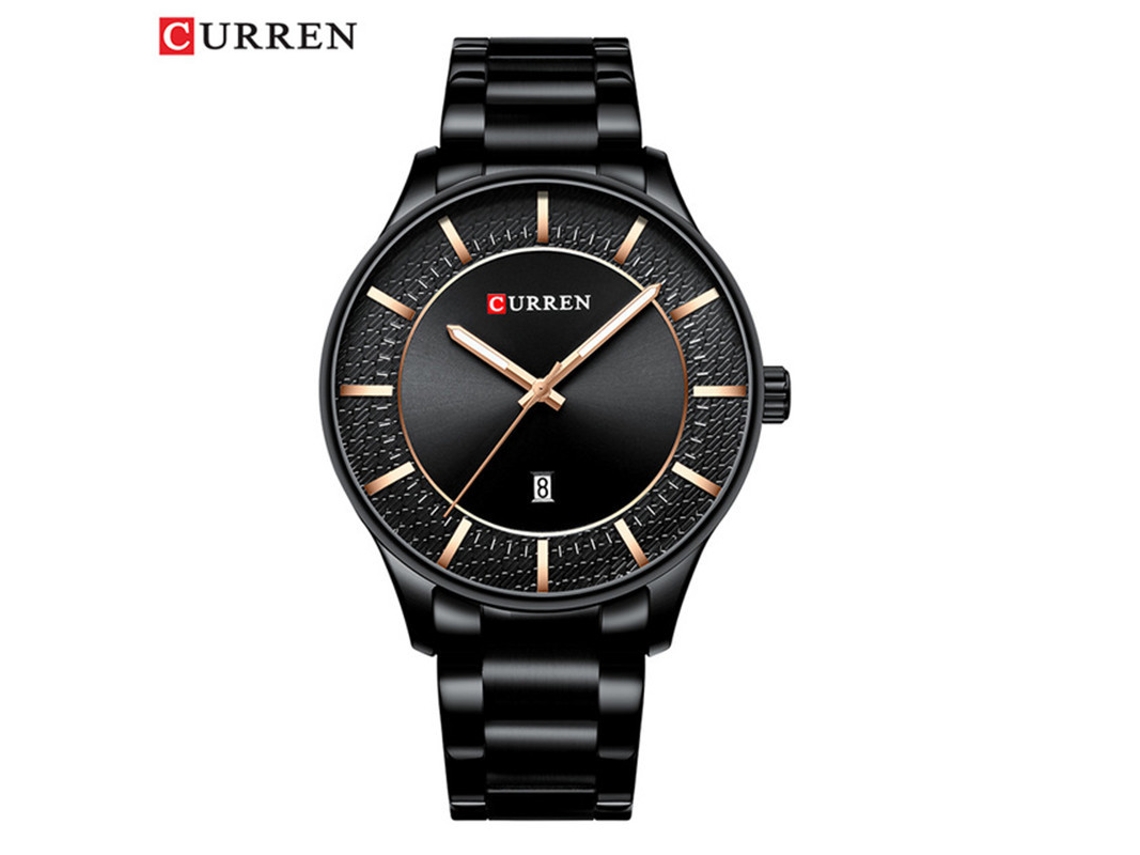 Relógio Masculino com Pulseira de Aço Inoxidável , Calendário Simples, Mostrador Grande, Estilo Executivo, À Prova Dágua. MDUG (preto)