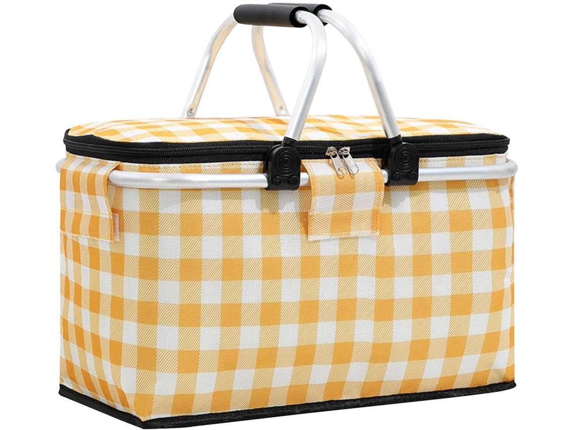 Cesta de Piquenique Térmica Bolsa Térmica Grande para Almoço, com Listras Multicoloridas, Dobrável,, À Prova D'água, CHABERLU