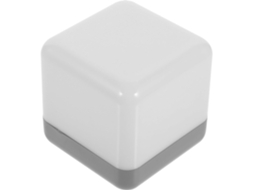 Luminária noturna LED em formato de cubo, recarregável com cabo USB.