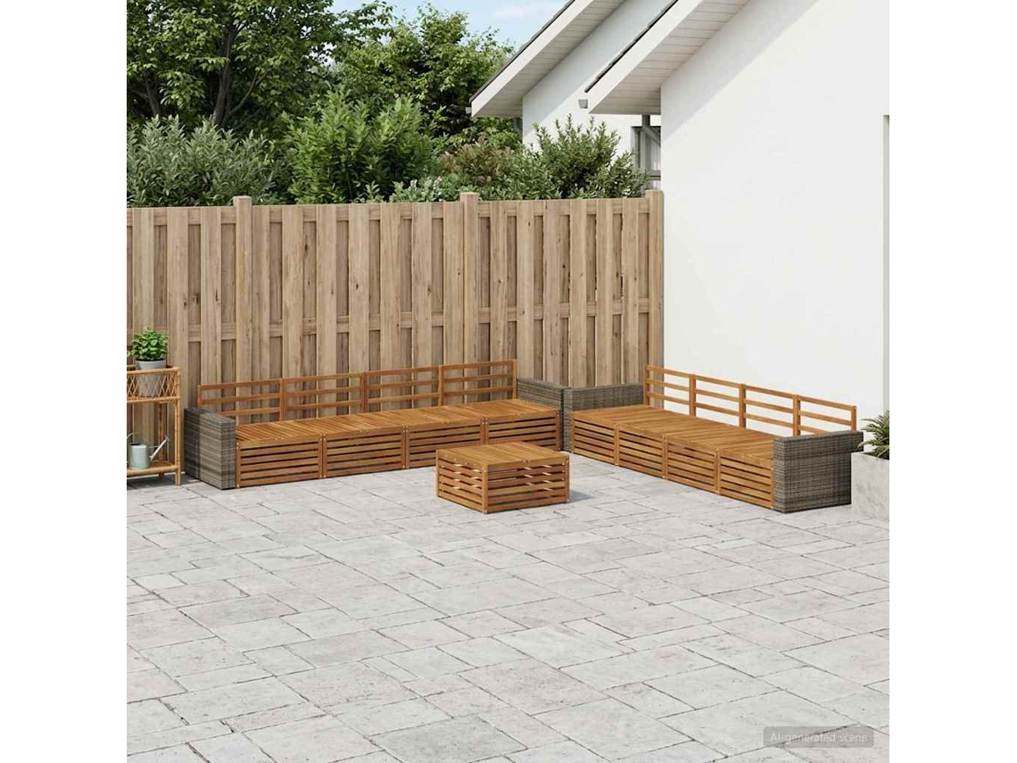 Vidaxl Conjunto De Sofás Para Exterior 9 Unid. Natural