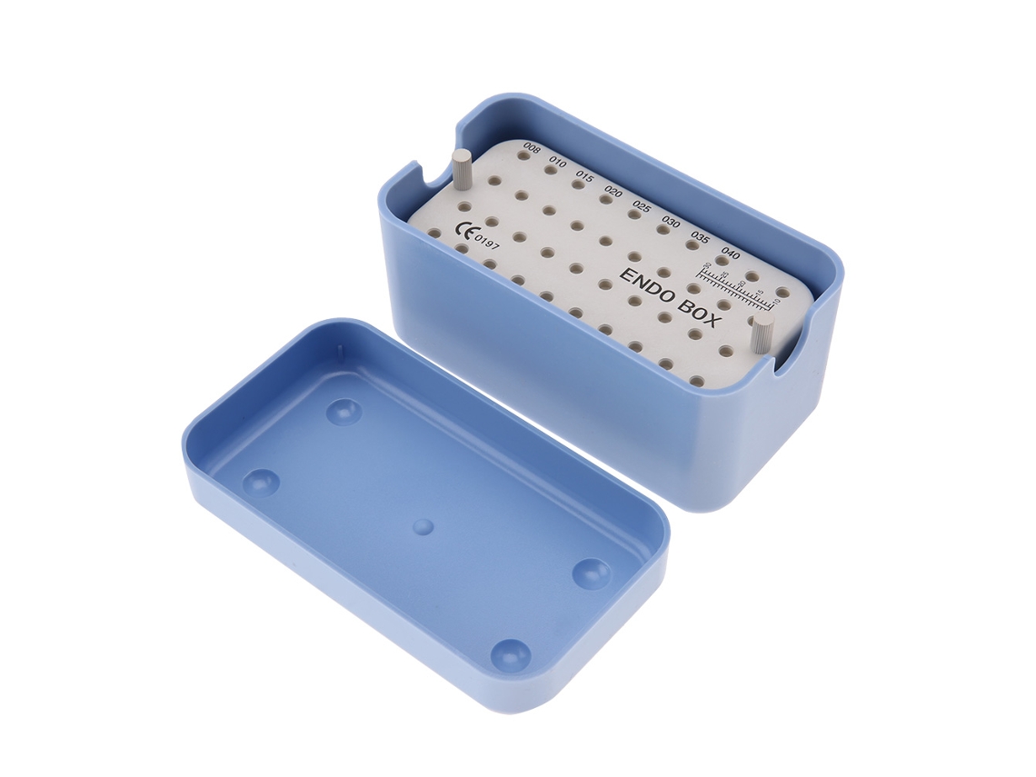 Caja De Desinfección Autoclavable Para Archivos De Canal Radicular Com 40 Buracos (azul)