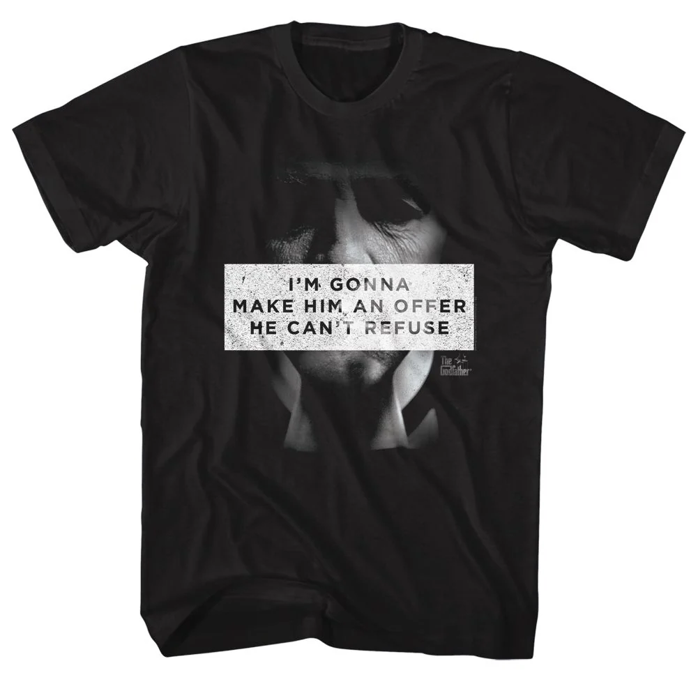 Unisex Adult T-shirt Rockinstone Godfather Make Him An Offer Black Sizexl