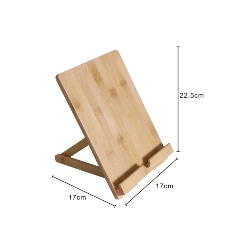 Mini suporte portátil ajustável AQUAFORGE para tablet e celular em bambu, dobrável, múltiplos ângulos