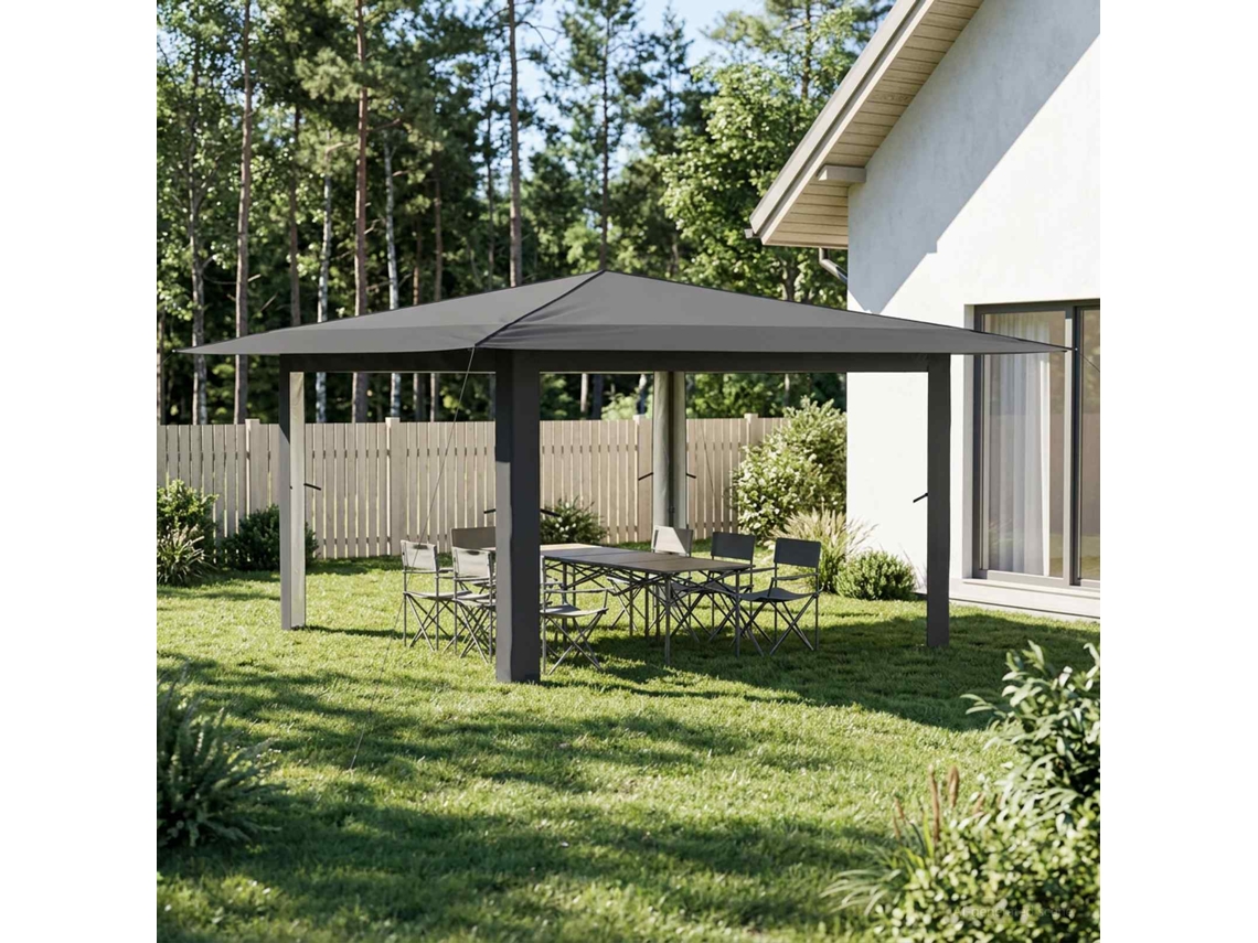 Vidaxl Gazebo Sem Lado 4 X 4 M Cinzento-claro E Antracite