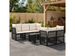 Vidaxl Conjunto De Sofá De Jardim 6 Unid. Preto Vime Pe