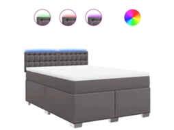 Cama com Molas Couro Artificial Cinzento MAISON EXCLUSIVE 140x190 cm