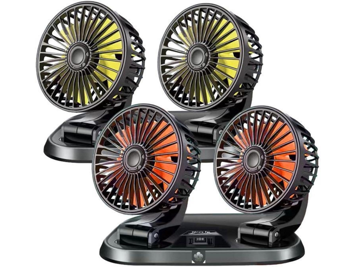 Ventilador De Carro 12v 24v, Ventilador Usb De Cabeça Dupla Para Carro, 2 Velocidades Ajustáveis, Resfriador Automático