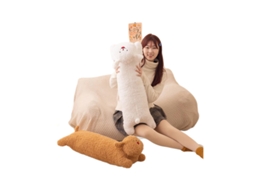 Almofada Decorativa Longa de Cachorro para Sofá e Janela, Presente de Aniversário para Meninas Branca CHABERLU