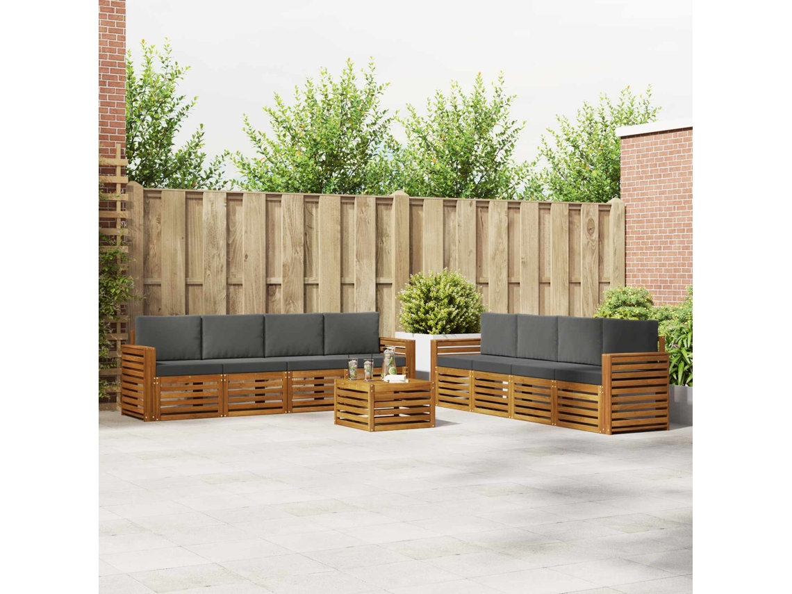 Vidaxl Conjuntos De Sofás Com Almofada 9 Pcs Natural E Antracite