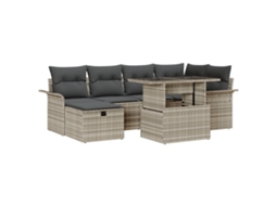 Conjunto 7 Conjunto De Sofá Modular Vidaxl Cinzento-claro Vime Pe (100 X 55 X 73 Cm)