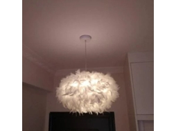 Luminária Pendente De Penas Brancas E27 40w Diâmetro 45 Cm