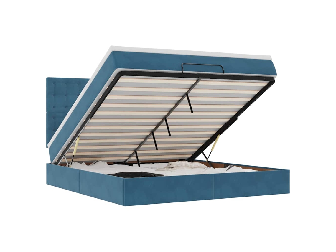 Ottoman Bed, Ottoman Beds Vidaxl Azul Veludo (160 X 200 Cm)