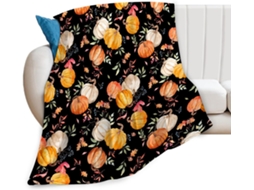 Cobertor De Abóbora De Outono - Cobertor De Abóbora De Outono Ultra Macio E Aconchegante Com Folhas E Frutas Vermelhas, Cobertor D-aquaforge