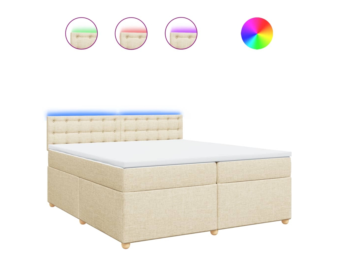 Cama box spring VIDAXL Creme Tecido (200x200cm)