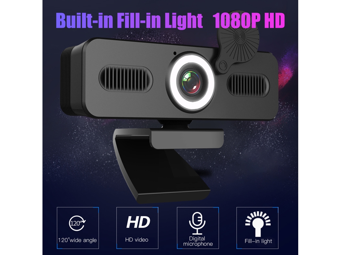 2026 webcam Hd 1080p com Microfone Ângulo Largo 120° Luz de Preenchimento Usb para Computador Laptop Gravação Chamada Reunião