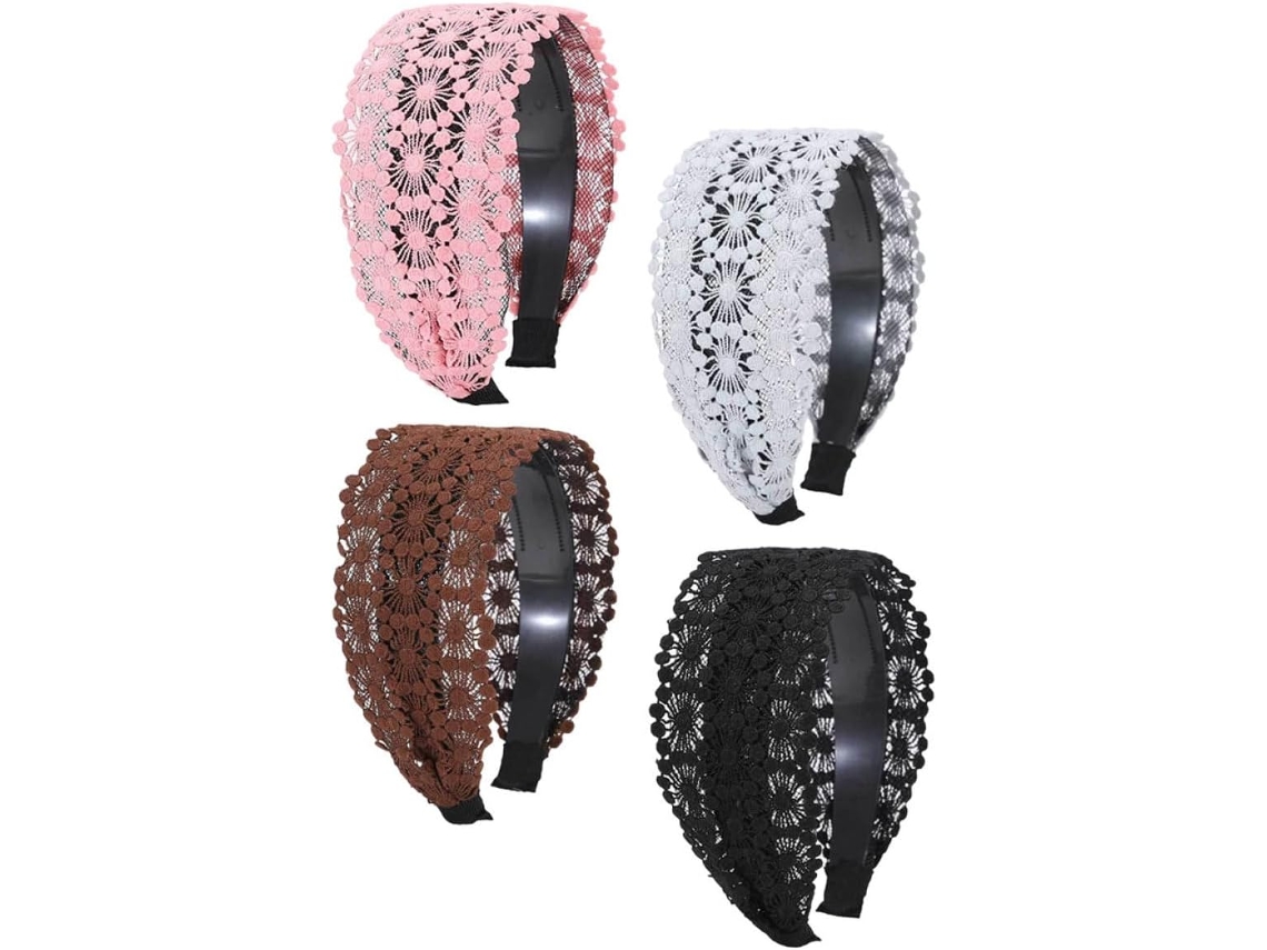 De 4 Faixas De Cabelo Largas E Antiderrapantes Nuobesty Para Mulheres, Confortáveis E Elegantes, Com Bordado 3d.