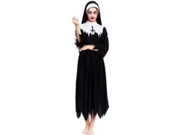 Fantasia de freira zumbi com túnica pontiaguda feminina