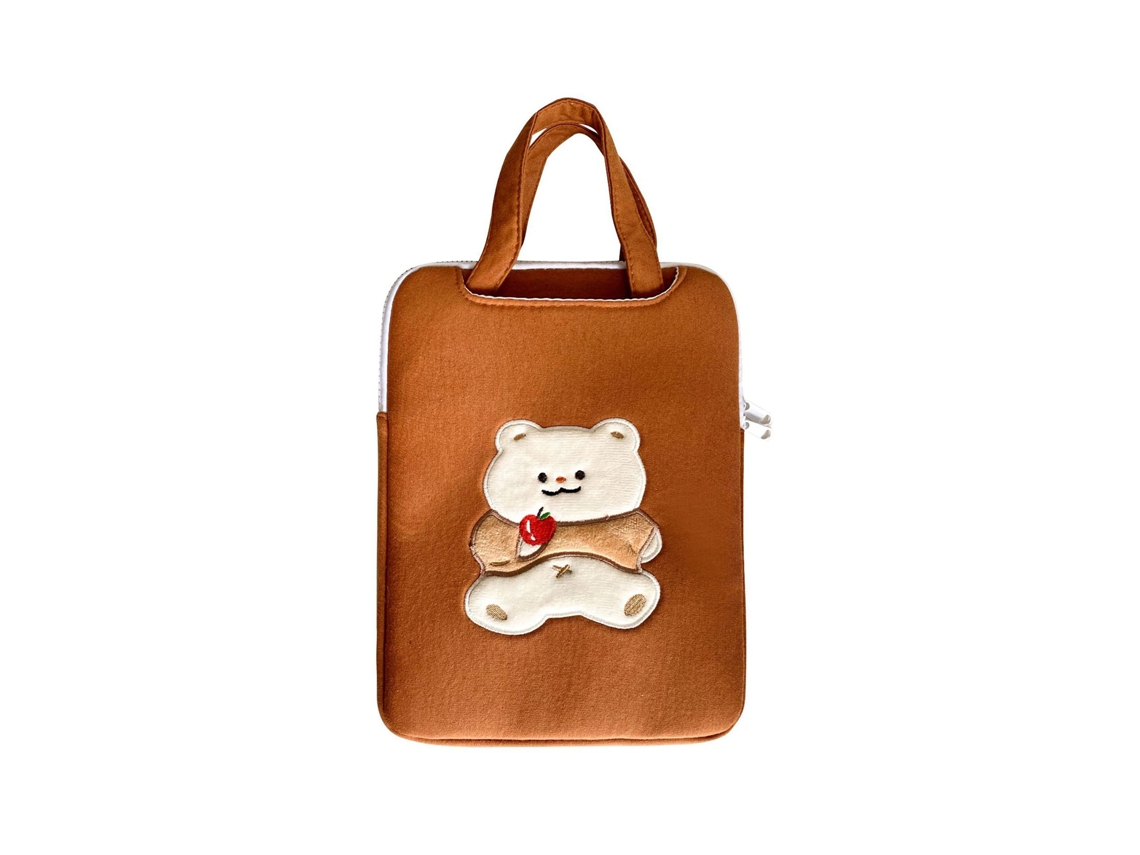 Bolsa Para Laptop E Tablet, Estilo Novo Coreano Marrom Cereja, 11 Polegadas.