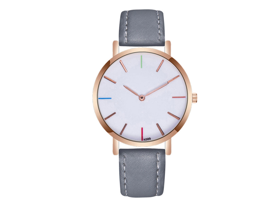 Relógio Masculino Casual de Pulso com Pulseira de Couro Pu e Movimento de Quartzo (cinza)