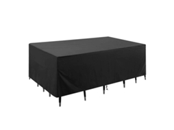 Capa retangular impermeável 420D para móveis de jardim – Durável e resistente aos raios UV – 250 x 110 x 90 cm – Preta