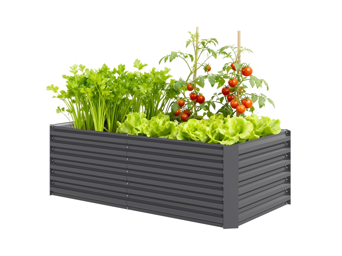 Vaso Retangular de Aço Galvanizado 180x90x57,5cm, base aberta, para exterior | S/MARCA