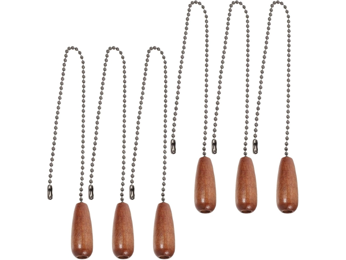 Conjunto De 6 Peças Corrente Decorativa Com Contas Madeira Natural,