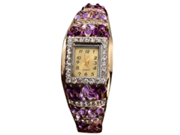 Relógio Pulseira Feminino Quartzo com Pedras Strass e Flores Oca 2