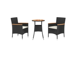 Garden Bistro Set, Garden Bistro Sets Vidaxl Preto Rattan / Vime (n/a)