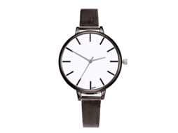 Relógio Analógico de Quartzo Feminino com Pulseira de Metal Estilo Casual e Elegante (preto)