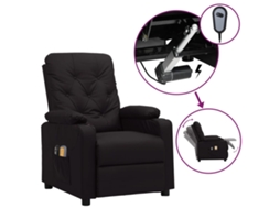 Vidaxl Poltrona De Massagens Elétrica Couro Artificial Preto