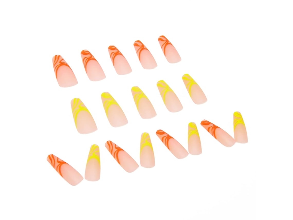 1 Peça De Tips Para Unhas Modelo W044 Em Rosa Fluorescente Com Estilo Bailarina Geléia Incluída*