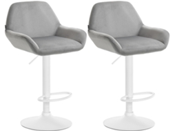 Conjunto de 2 Bancos de Bar em Veludo Braga Metal Fosco Branco/Cinza CLP