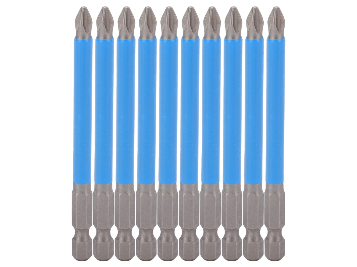 Conjunto De 10 Pontas Chave Magnéticas Phillips Fenda Ph2 90 Mm Para Furadeira Elétrica -aquaforge