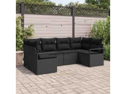 Vidaxl Conjunto De Sofás 6 Unid. Preto Vime Pe
